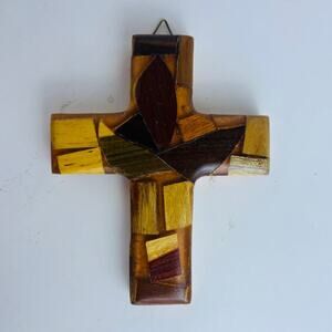 Vintage Saving Faith Wood Cross 5" x 4"